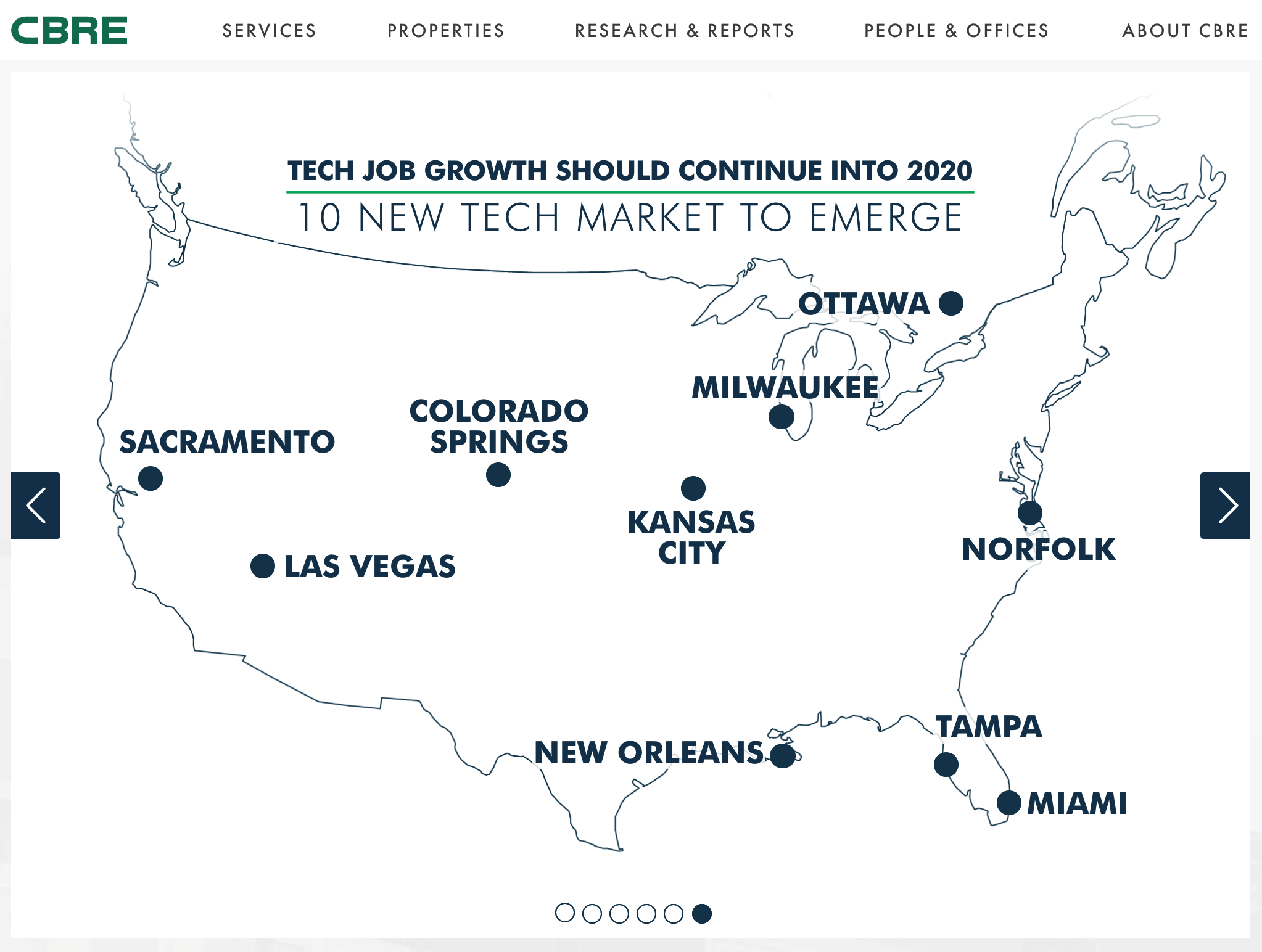 Map of Top 10 Tech Markets to watch in 2018