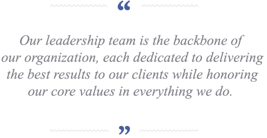 Quote reading "Our leadership team is the backbone of our organization, each dedicated to delivering the best results to our clients while honoring our core values in everything we do." by Thomas Brown, the Owner and President at E-Claim.com